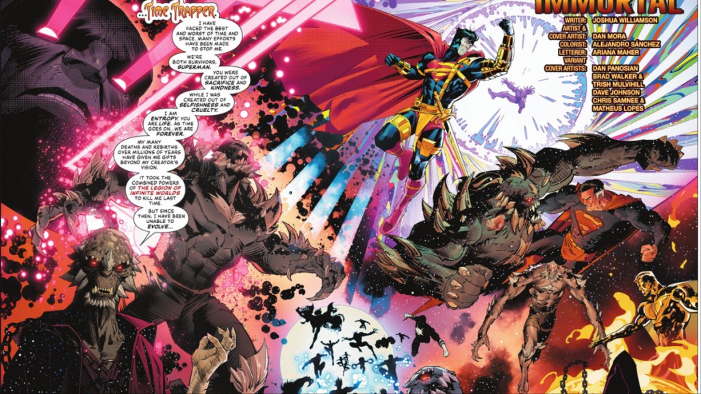 Doomsday en tant que Time Trapper montrant l'avenir à Superman