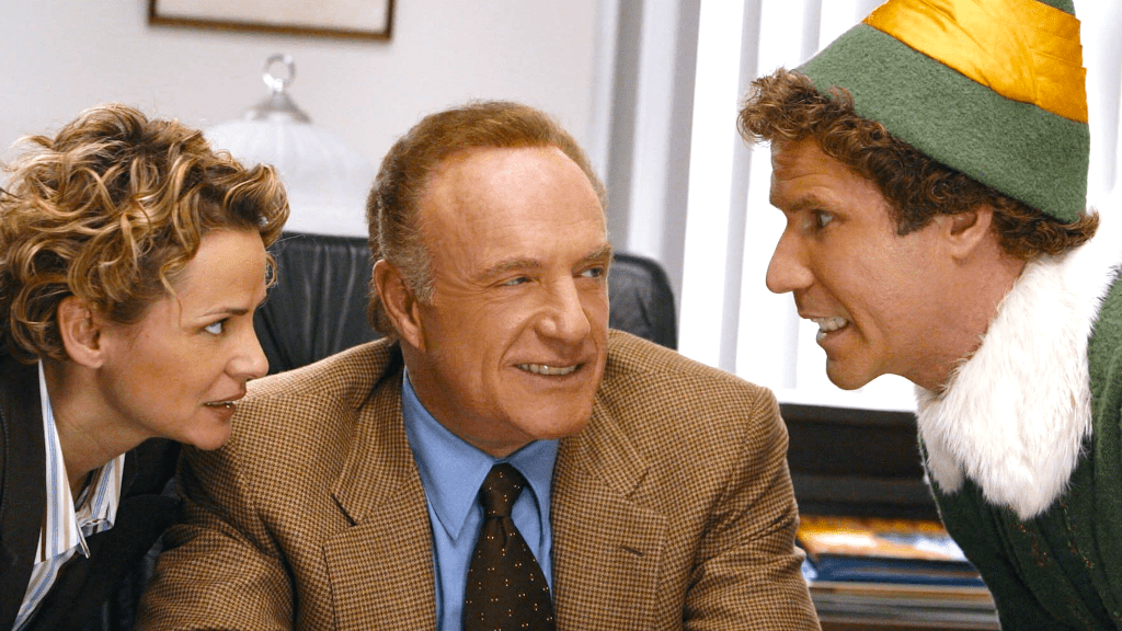 Amy Sedaris, James Caan, and Will Ferrell in Elf.