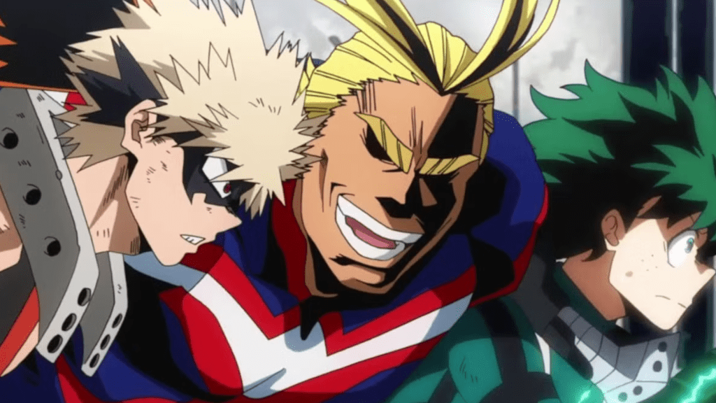 Bakugo, All Might et Deku de My Hero Academia