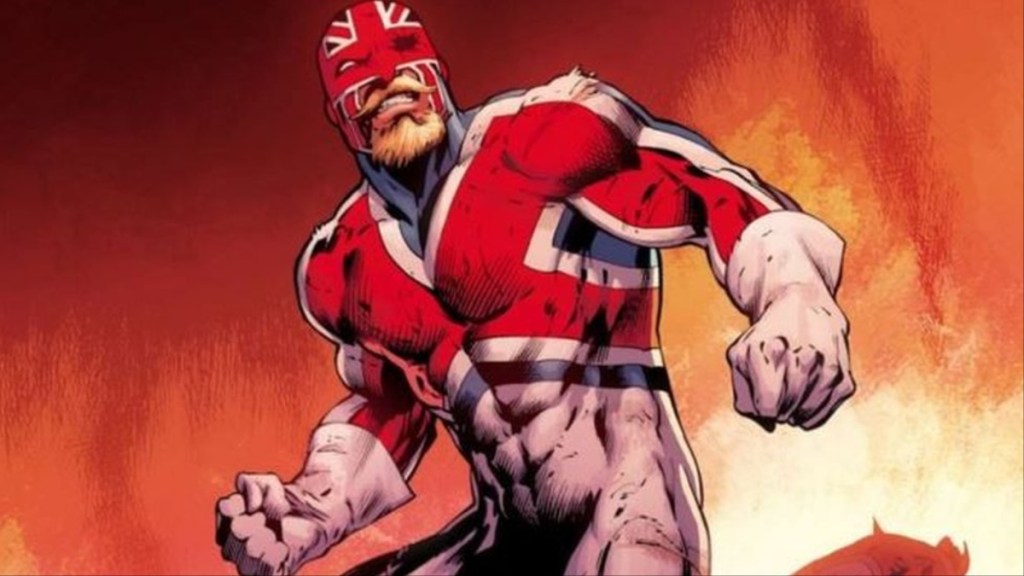 Captain Britain ready for battle, showing some damage but still steadfast