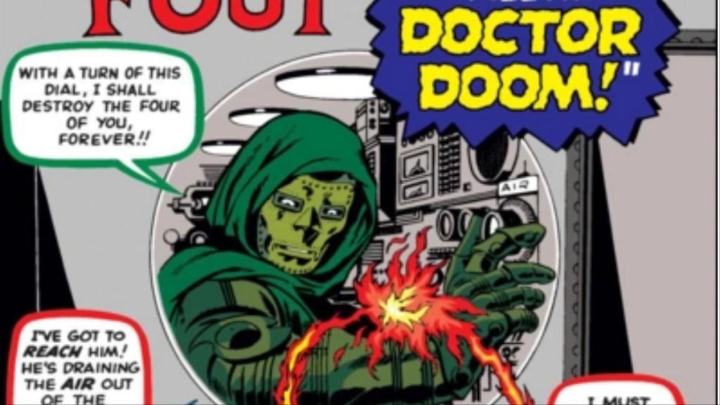 Doctor Doom observant les Fantastic Four piégés sur la couverture de Fantastic Four Vol. 1 #5