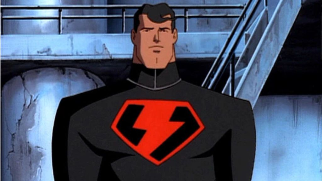 Superman with the Brave New Metropolis suit in Superman The Animated Series