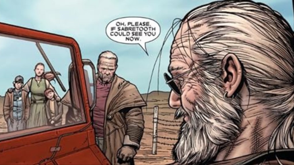 Old Man Logan quittant sa famille avec Hawkeye