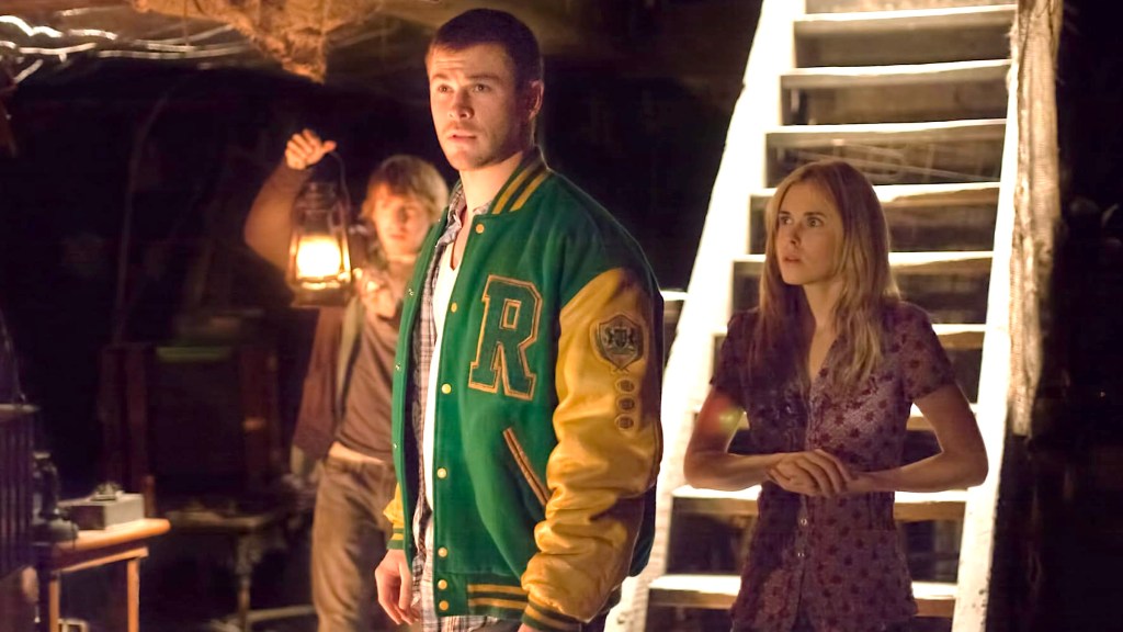 Chris Hemsworth, Anna Hutchison, and Fran Kranz in The Cabin in the Woods