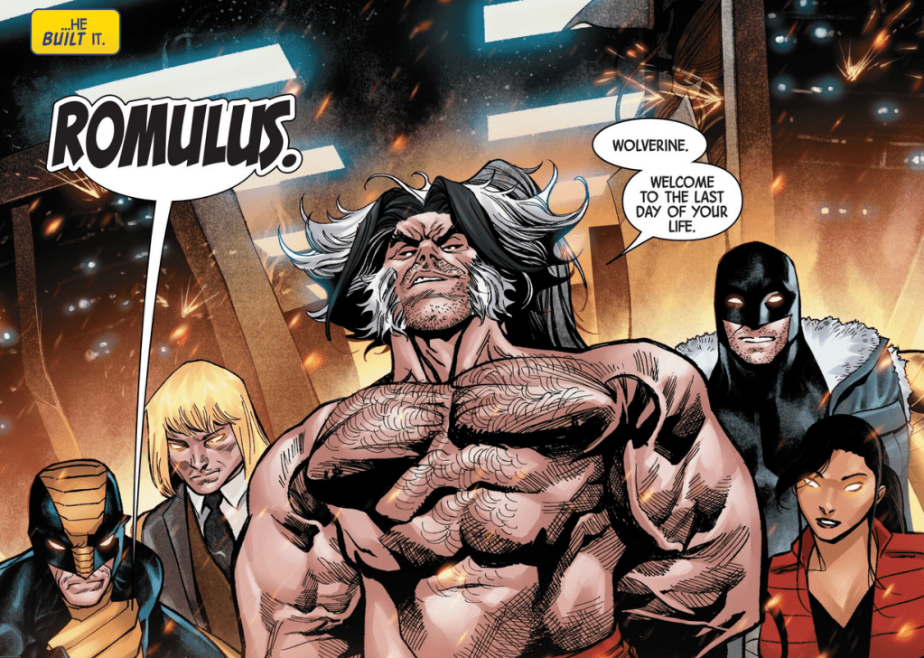 Romulus avec Constrictor, Donald Pierce, Cyber et Lady Deathstroke de Wolverine #6